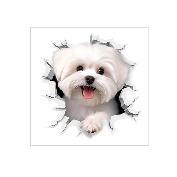 3D Cracked Animal Dog Toilet Sticker,Cartoon Toilet Seat Lid Sticker,Cute Dog Self-Adhesive Removable Toilet Lid Decal,Funny Broken Vinyl Sticker for Toilet Bumper Window Decoration