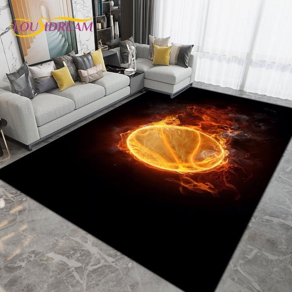 3D Creative Basketball Basketball Court Area Rug Carpet Rug for Living Room Bedroom Kitchen Bathroom Doormat Non-slip Floor Mat