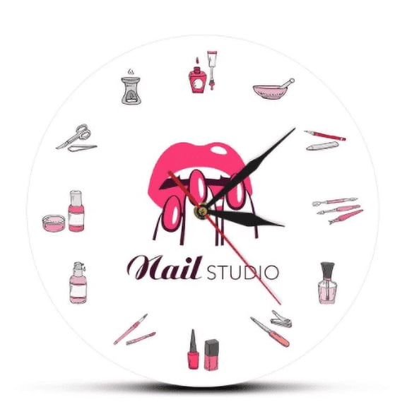 3D Creative Beauty Manicure Studio Clock, Nail Polish, Manicure Decoration Clock, Bedroom Living Room Wall Clock