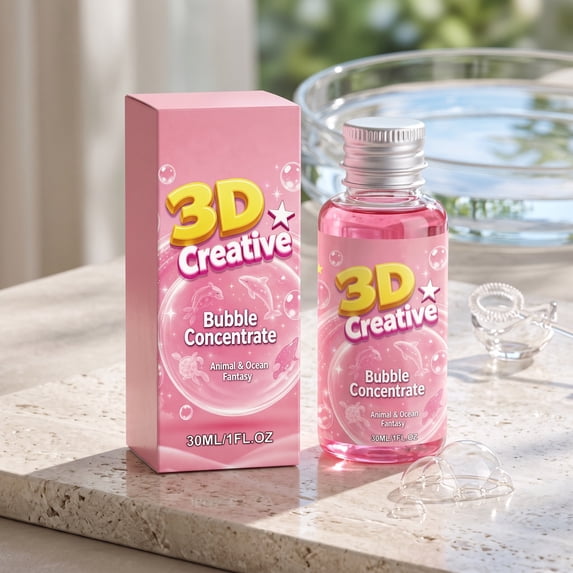 3D Creative Bubble Concentrate,Ocean Animal Theme Bubble Solution Refill Liquid for Outdoor Backyard Lawn Party Entertainment Game Use,1 FL.OZ(Pink)