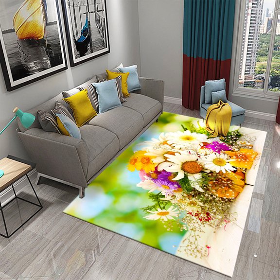 3D Creative Colorful Flower Carpets for Living Room Bedroom Area Rugs Tea Table Carpet Hallway Bathroom Non-slip Mats Home r