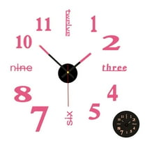 3D Creative DIY Clock Luminous Wall Hanging Pink Punch-Free Silent Wall Clock