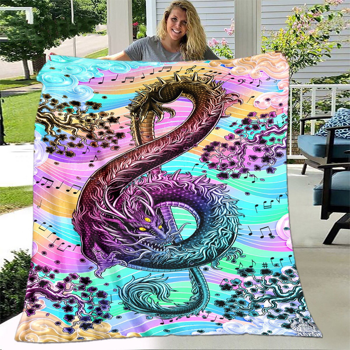 3D Creative Music Note Guitar Pattern Flannel Throw Blanket Soft Warm