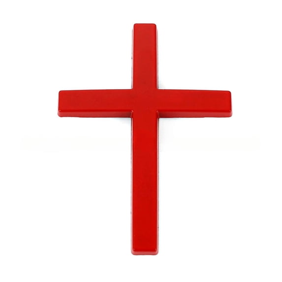 3D Cross Car Decal Sticker, Embossed Design Self Adhesive Surface Emblem, Waterproof Automotive Styling Exterior Decoration, Red
