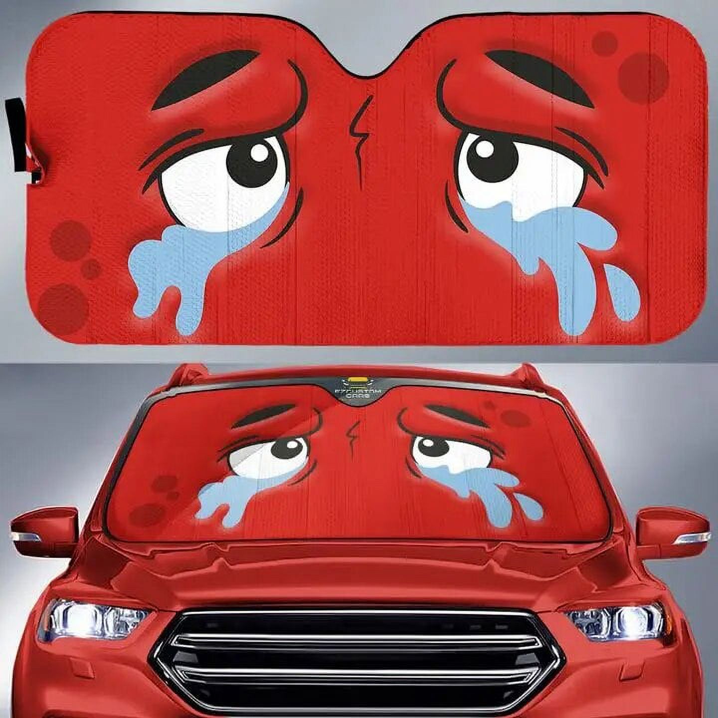 3D Crying Cartoon Eyes Car Windshield Sun Shade Green/Black/Red 6 Color