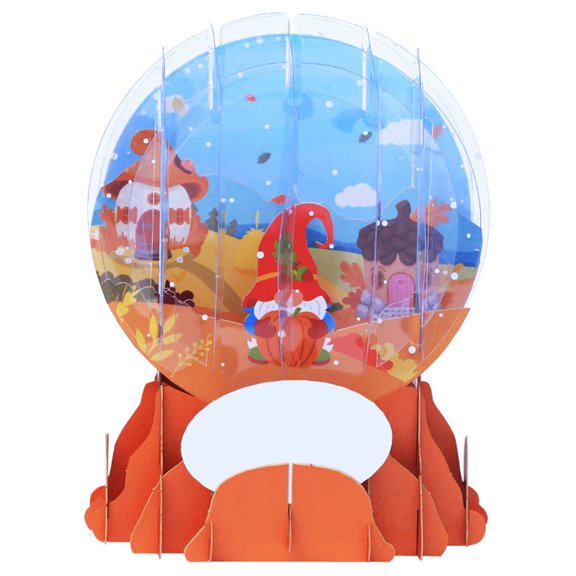 3D Crystal-Ball Card with Envelope Thanksgiving Day Greeting Cards Faceless-Doll Autumn Festival Card Ornament