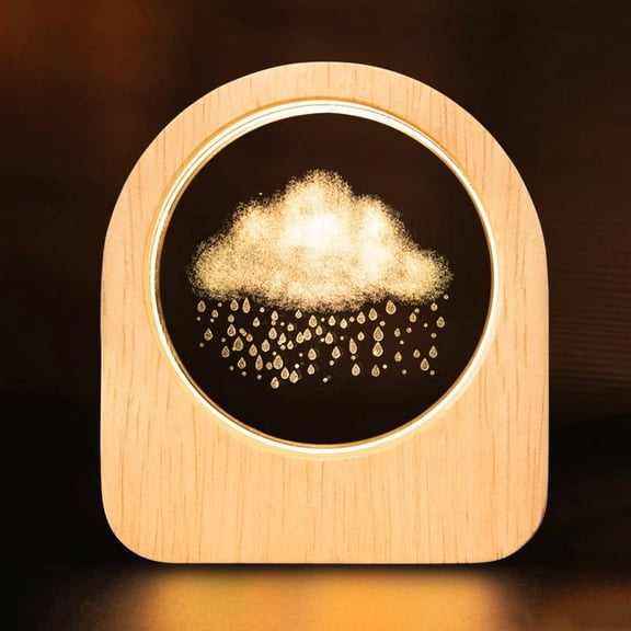 3D Crystal Ball, Laser Engraved Clouds And Rain Model Night Light Gift Idea for Graduation Mothers Day Christmas