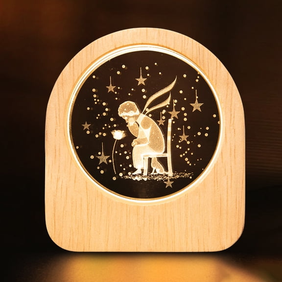 3D Crystal Ball, Laser Engraved Little Prince And Rose Model Night Light Gift Idea for Graduation Mothers Day Christmas