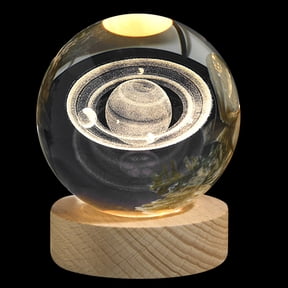 3D Crystal Ball Night Light,Solar System Engraved Decorative Lamp with LED Base,Clear Transparent Astronomy Model for Home Office Bedroom Table Decor and Science Gift for Adults Enthusiasts-B