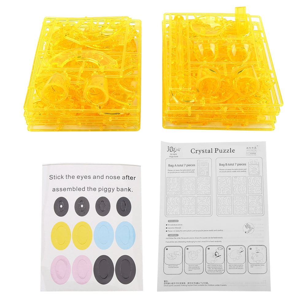 3D Crystal Blocks Translucent DIY Puzzle Blocks Pig-shaped Toy Bank ...