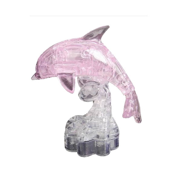 3D Crystal Dolphin Building Block Puzzle Set, DIY Sparkling Brain Teaser Jigsaw for Desktop Decoration Display,Pink
