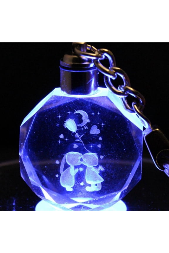 3D Crystal Engraving Couple Keychain Romantic Anniversary Gift-a10-
