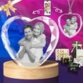 thumbnail image 1 of 3D Crystal Photo Cut Corner Heart Shape Innovation Crystal Picture Personalized Gifts with Your Photo Customized Couples Pet Gifts with Colorful Light Base for Mom, Dad, Men, Women (Small Premuim), 1 of 8