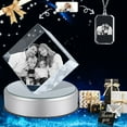 thumbnail image 1 of 3D Crystal Photo and Necklace Square Shape Innovation Crystal Picture Personalized Gifts with Your Photo Customized Couples Pet Gifts with Colorful Light Base (Large Premuim-B), 1 of 8