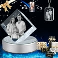 thumbnail image 1 of 3D Crystal Photo and Necklace Square Shape Innovation Crystal Picture Personalized Gifts with Your Photo Customized Couples Pet Gifts with Colorful Light Base(Medium Premuim-B), 1 of 8