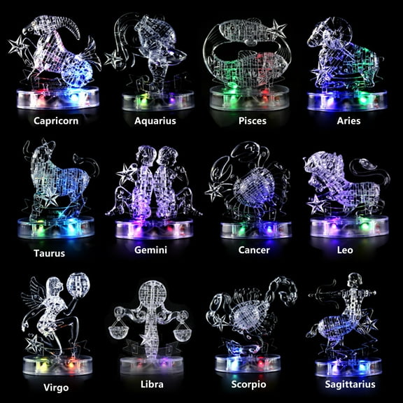 3D Crystal Puzzle with Colorful LED Lighting - Eco-Friendly Plastic Brain Teaser for Adults & Teens 14+, Hand-Eye Coordination Desk Decor, Gift Boxed (16x13x7cm)