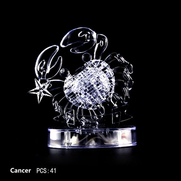 ​3D Crystal Puzzle with LED Lights - 118pc Zodiac Stars ,Challenging Adult Puzzle, Night Light & Desk Decor for Teens 14+​​ G