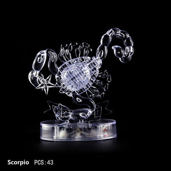​3D Crystal Puzzle with LED Lights - 118pc Zodiac Stars ,Challenging Adult Puzzle, Night Light & Desk Decor for Teens 14+​​ K