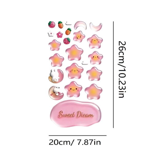 3D Crystal Sticker Pack, 3 Sheets Fantasy Ocean Design puffy sticker for Mermaid Theme, Beach Craft