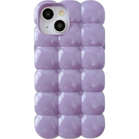 3D Cube Grid Candy Color Soft Compatible with iPhone Case (Purple,iPhone 14 Pro Max)