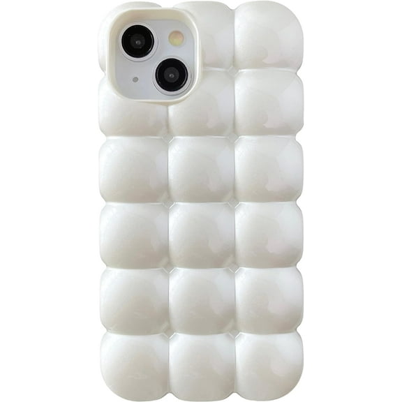3D Cube Grid Candy Color Soft Compatible with iPhone Case (White,iPhone 13 Pro)