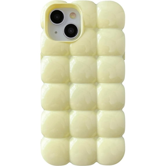 3D Cube Grid Candy Color Soft Compatible with iPhone Case (Yellow,iPhone 11)