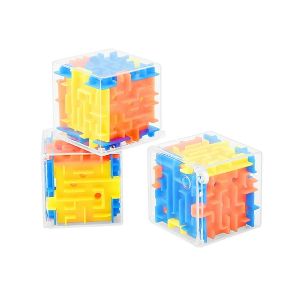 3D Cube Maze Puzzle, 3 Pack Maze Puzzle Box Mind Puzzles Leisure Toys for Adults(Blue Yellow Orange) 3pcs