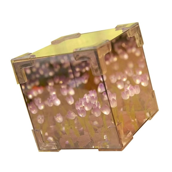 3D Cube Mirrored Tulips Night Light Kits 21Pieces Flower Handmade Night Lamp Romance Home Room Desktop Decors Craft