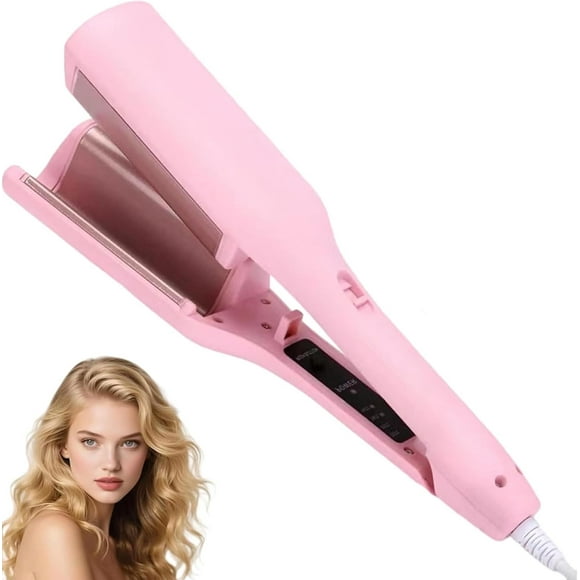 3D Curling Iron with Negative Ion Technology, Dual-Barrel Hair Styling Tool for Beach Waves & Smooth Curls, Fast Heating French Crimper for Short to Medium Hair, 24HR Hold