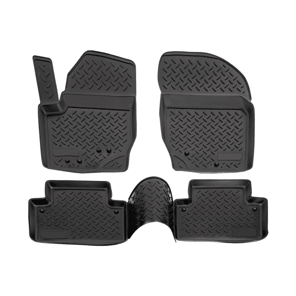 3D Custom Fit Floor Mats for 2002-2014 Volvo XC90 (All Trims), All-Weather Floor Liners, Full Set for 1st & 2nd Row, Black, Rubber