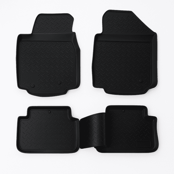 3D Custom Fit Floor Mats for 2009-2015 Honda Pilot (All Trims), All-Weather Floor Liners, Full Set for 1st & 2nd Row, Black, Rubber