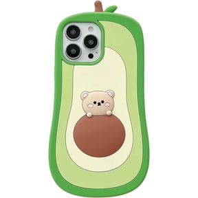 3D Cute Avocado Case for iPhone XR,Cartoon Kawaii Fruit Avocado Bear Kids Teens Girls Women Character Soft Silicone Case for iPhone XR 6.1 inch