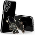 thumbnail image 1 of 3D Cute Cartoon Astronaut Folding Stand Soft Phone Case for Samsung Galaxy A70 A50 S A30 A20 A21S A11 A10 A750 A7 Back Cover, Creative Shockproof Durable Popular Bumper(Black,A20S), 1 of 8
