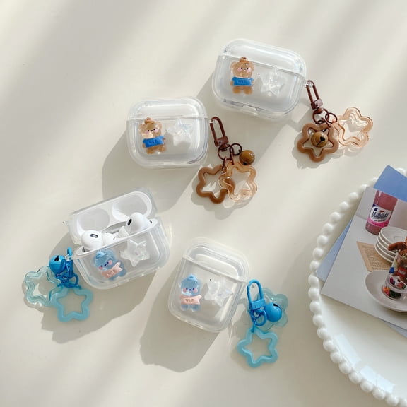 3D Cute Cartoon Bear Headsets Cover Silicone Earphones Case for Airpods 1/2 Gen