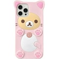 thumbnail image 1 of 3D Cute Cartoon Bear Phone Case for iPhone 14 - Fashionable and Stylish - Funny Pink Bear Design - Soft TPU Protective Case - Kawaii Silicone Cover for Women, Girls, and Kids, 1 of 16