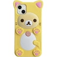 thumbnail image 1 of 3D Cute Cartoon Bear Phone Case for iPhone 15 Plus - Fashionable and Stylish - Funny Pink Bear Design - Soft TPU Protective Case - Kawaii Silicone Cover for Women, Girls, and Kids (Yellow), 1 of 16