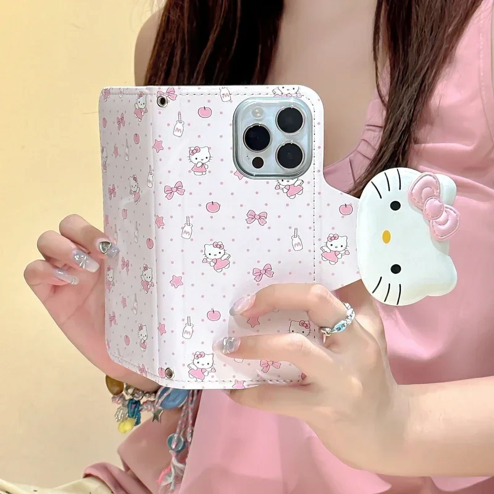 hello kitty flip phone case Sanrio Hello Kitty Slide Galaxy Keychain (Leopard) pink – MILKCREAMCLUB