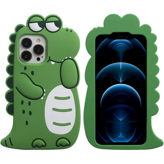 3D Cute Crocodile Case for iPhone 14 Pro Max,3D Cute Cartoon Kawaii Crocodile iPhone 14 Pro Max Case,Girls Women Kids Green Crocodile Character Soft Silicone Case for iPhone 14 Pro Max 6.7 inch 2022