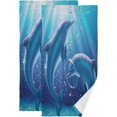 thumbnail image 1 of 3D Cute Dolphin Bubble Hand Towels 2 PCS, Summer Sea World Kitchen Towel Ultra Soft and Highly Absorbent,Decorative Fingertip Face Towel for Bathroom Hotel, 28.3"x14.4", 1 of 4