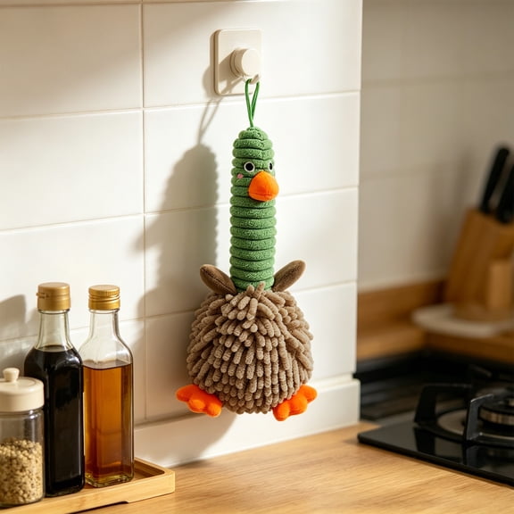 3D Cute Duck Chenille Hand Towel,Super Absorbent Fast-Drying Hanging Towel,Machine Washable,Fuzzy Decorative Towel for Bathroom,Kitchen