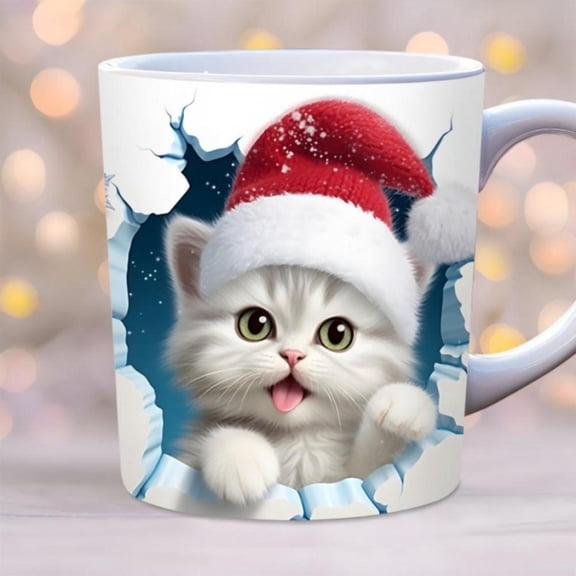3D Cute Kitten Mug Wrap 3D Christmas Mug Wrap Mug Wrap 11Oz Mug Template Winter Mug Wrap Holiday Mug Wrap