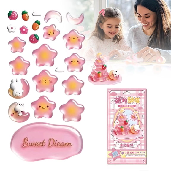 3D Cute Mini Puffy Stickers, Cartoon Clouds Animals Puff Stickers, Mini Puffy 3D Reusable Puffy for Planner Laptops, Waterproof Scrapbook Decoration, Educational Journal Stickers for DIY,H