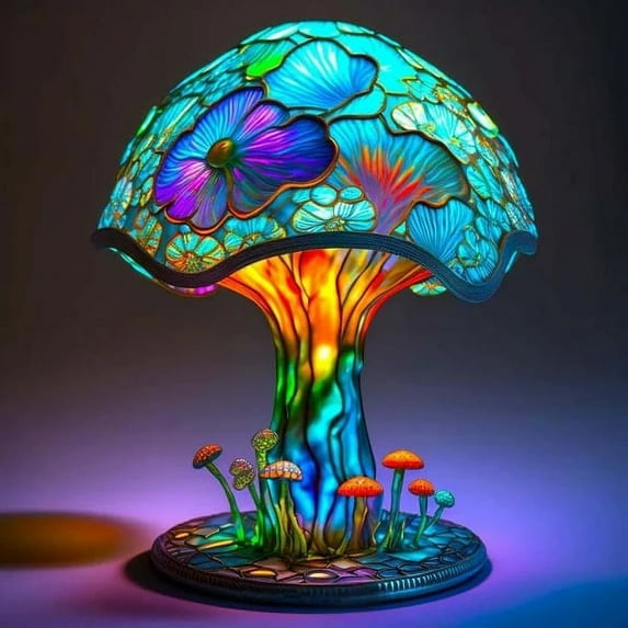 3D Cute Mushroom Lamp, Resin Tabletop LED Night Light, Mushroom for Living Room, Bedroom, Dormitory Office Lamp