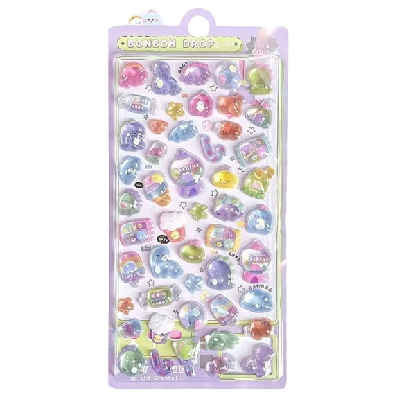 3D Cute Puffy Stickers,Mini Kawaii Resin Decorative Stickers,Kawaii Jelly Stickers,Bonbon Drop Stickers,Resin Decorative Stickers for Scrapbooking,Journals,Planners,Aesthetic Laptop & Phone Decor