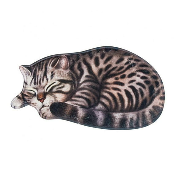3D Cute Sleeping Cat Shaped Rug Cat Printed Small Area Rugs Non Slip Personalized Bath Carpet Kids Rug Bedroom Office Living Room Floor Mat 15.7*30 inches