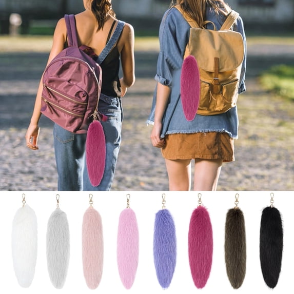 3D Cute Tail Keychain Pendant, Fashionable Hairy Tail Key Ring Holder, 31x9 cm, Coffee