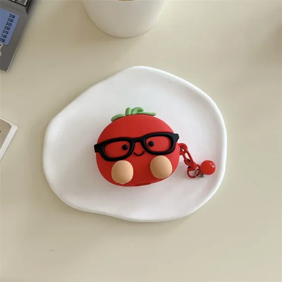 3D Cute Tomatoes Case for AirPods Pro2 Airpod Pro 1 2 3 4 Bluetooth Earbuds Charging Box Protective Earphone Case Cover (Case and pendant,for AirPods 3)