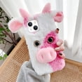 thumbnail image 1 of 3D Cute for iPhone 13 Case Plush Furry Fuzzy for Women Fuzzy Fluffy Cartoon Cow Fur Hair Girly Protection Cover for iPhone 13 Phone Case Pink, 1 of 12