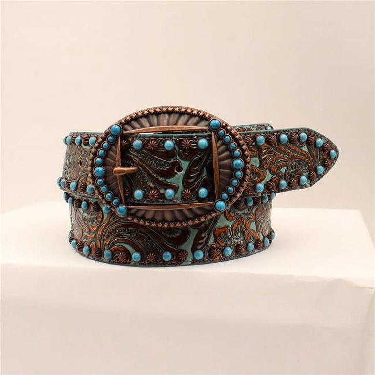 Angel Ranch Leather Med. Belt Angel Ranch DA3742-M 1.50 in. Leather Studs Gun Shell Concho  main image 4