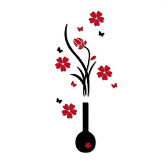 3D DIY Acrylic Plum Flower Vase Wall Murals Stickers Decal Sofa Backdrop Wall Home Decoration